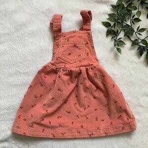 Joe Fresh Baby Toddler Overall Corduroy Dress 12-18M | Coral Pink Floral EUC